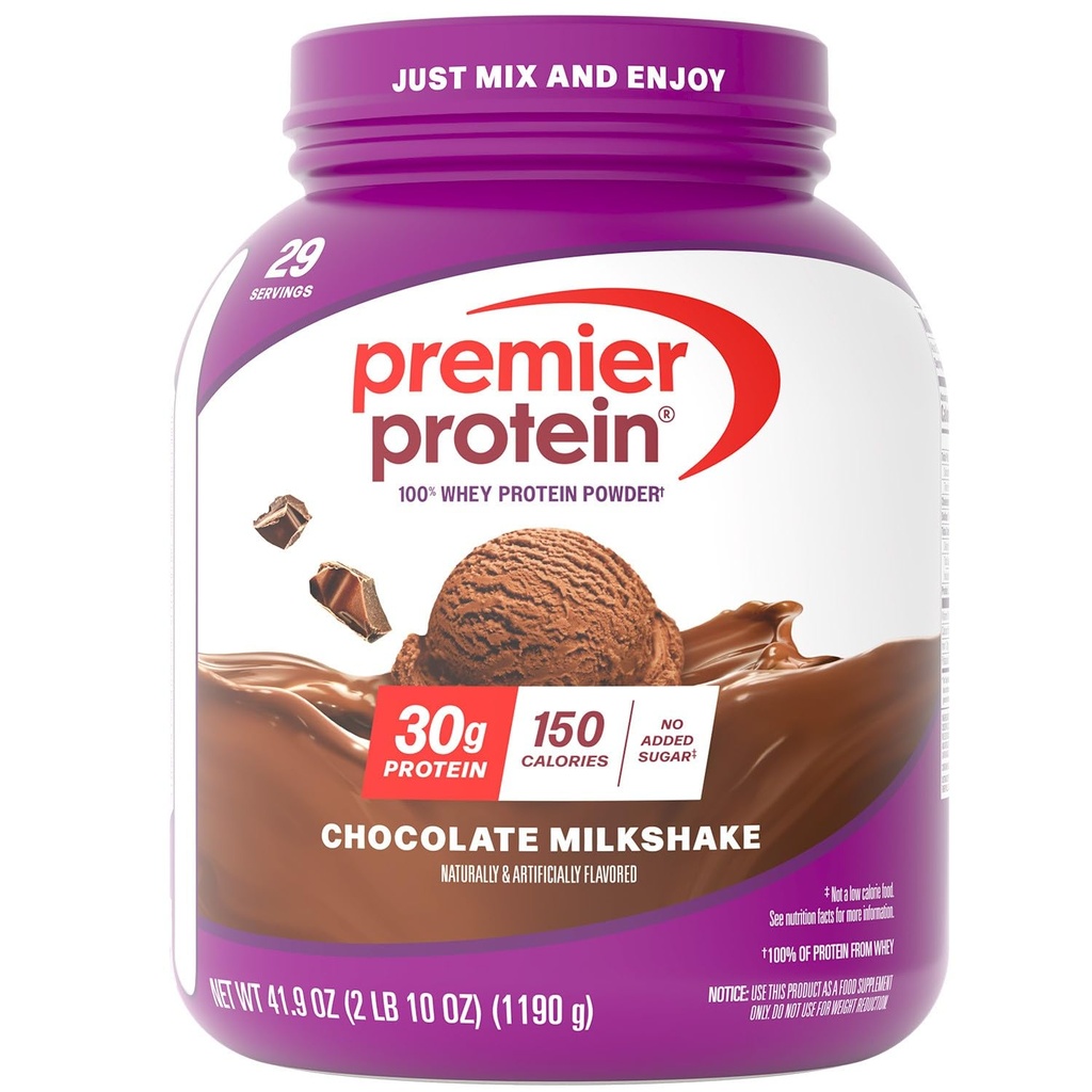 Première poudre de protéines, chocolat milkshake, 30g de protéines, 1g de sucre, pas de soja, sans gluten, 41,9oz (29 portions)
