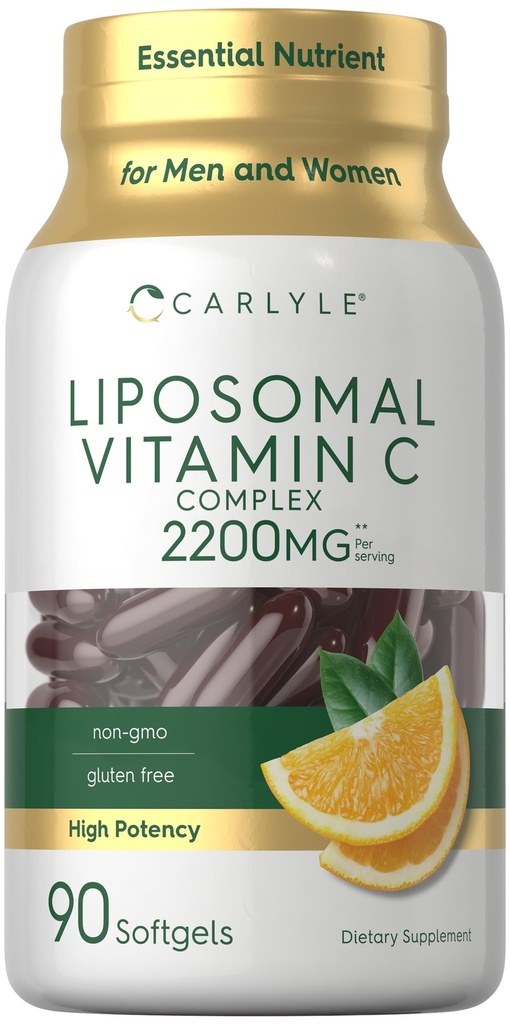 Carlyle Liposomique Vitamine C. C. 2200mg. 90 Capsules Softgel. Supplément complexe à haute puissance.