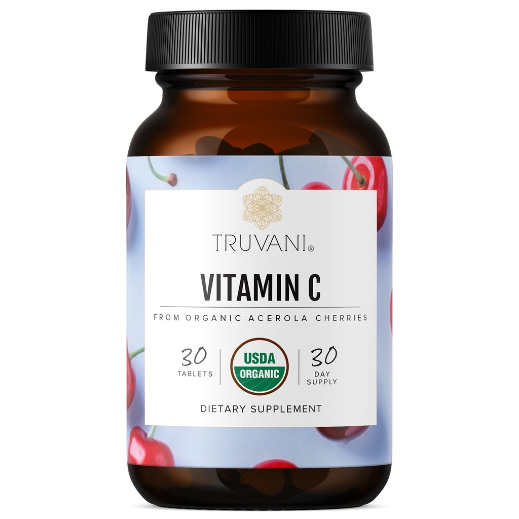 Truvani Vitamin C | USDA Organic | Hohe Absorption, Antioxidans Ergänzung, Höhere Bioverfügbarkeit Immunsystem Unterstützung | Hergestellt mit Real Food | 30 Servietten