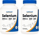 Nutricost Sélénium 200 mcg, 240 capsules de légumes (2 bouteilles) - Non-OGM, sans gluten L-Sélénométhionine