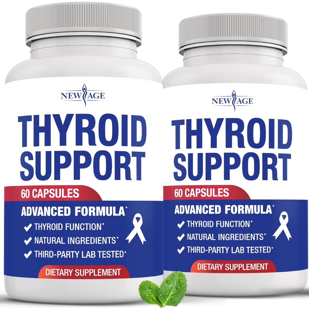 Nouveau supplément de soutien à la thyroïde pour les femmes et les hommes avec Iodine, B12, Zinc, Sélénium, Ashwagandha, Bladderwrack, Turmeric, Schisandra - Non-OGM - 120 Comte