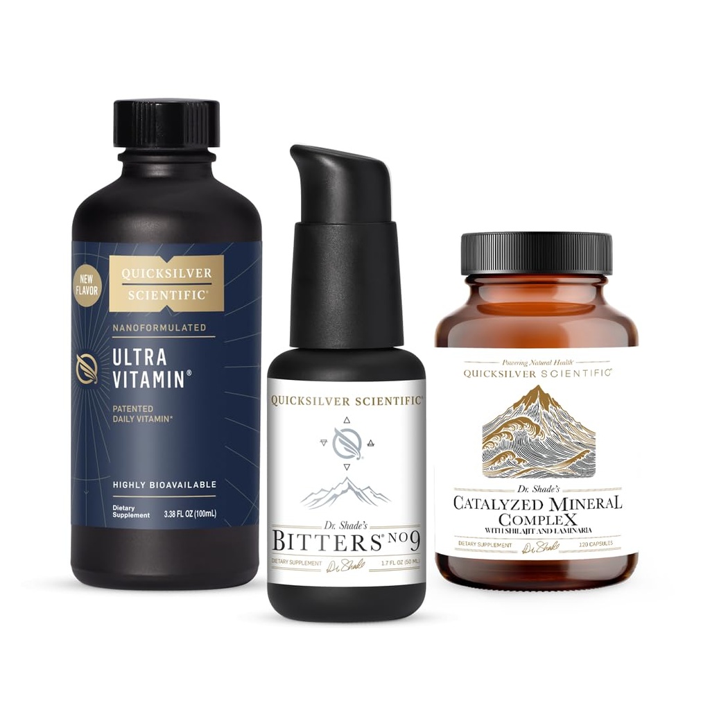 Multivitamine liquide ultra-vitamine scientifique d'argent rapide avec complexe bioactif B, vitamines C, D, E & K (100ml), plus Dr Shade , complexe minéral catalysé et amers no 9 pour l'énergie, detox et digestiv