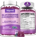 2 Pack Glucosamine Chondritine Gommies, Extra Strength Glucosamine Chondritine MSM avec Elderberry & Turmeric, Santé articulaire, Flexibilité, Antioxydant, Immune pour les adultes-Blueberry Aromatisé, 120 Gommies