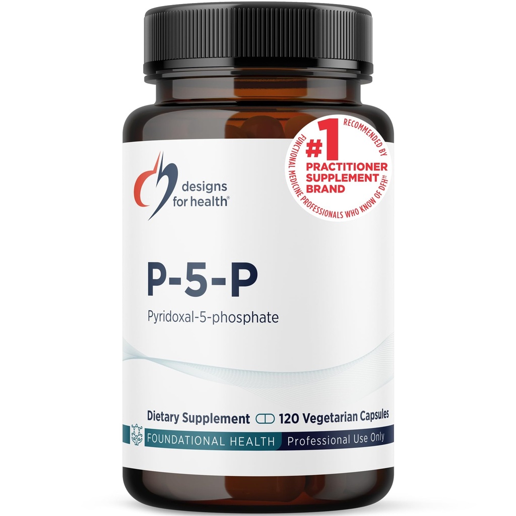 Designs für die Gesundheit P-5-P - 50 mg Vitamin B6 (P5P Pyridoxal-5-Phosphat) Ergänzung - Nicht-GVO, Vegan B-6 (120 Kapseln)