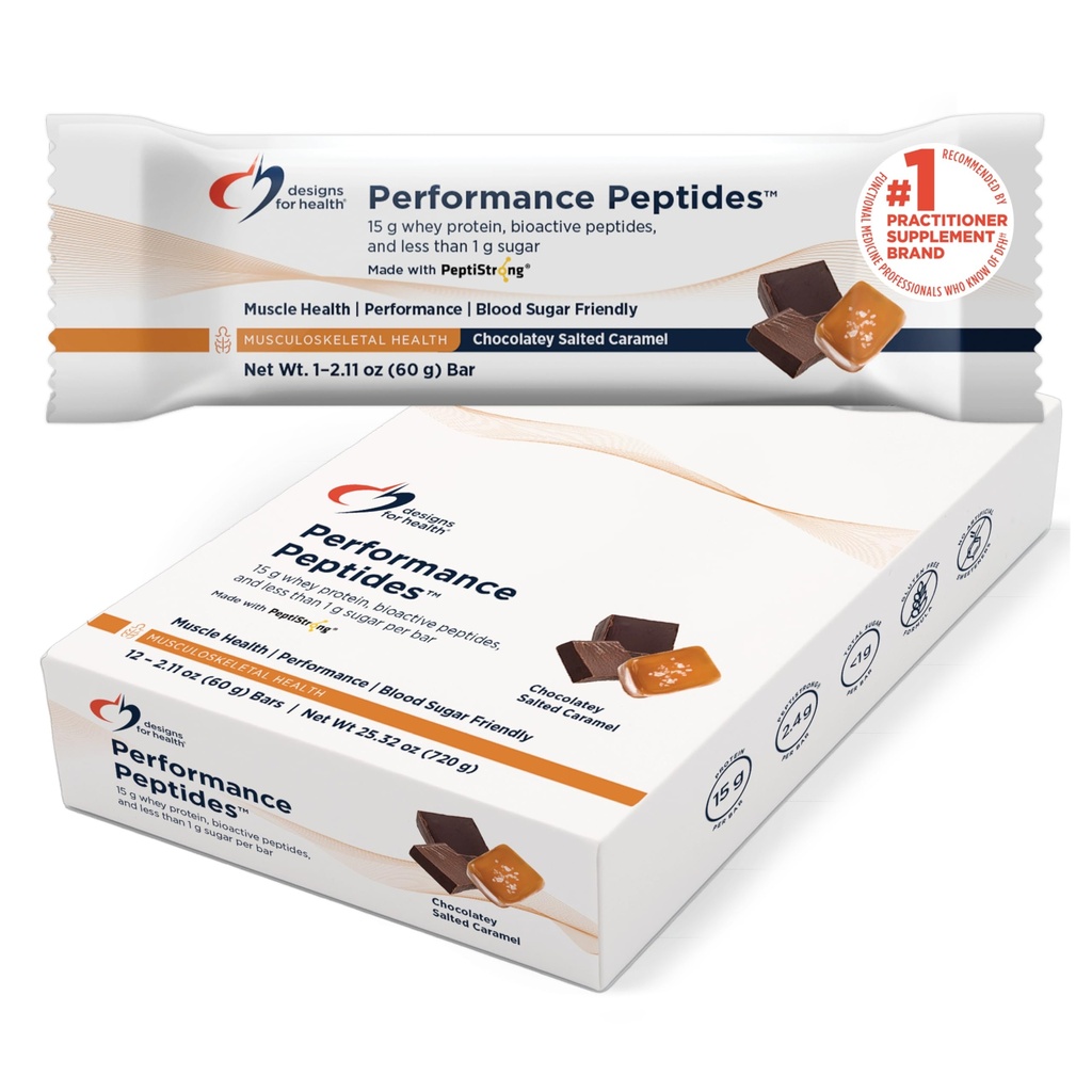 Designs für die Gesundheitsleistung Peptide Bars (12 Bars) | 15 g Molkenprotein + 2,4 g PeptiStark für Muskel- und Ausdauerunterstützung - mit Allulose gesüßt - Vegetarisch, glutenfrei, Nicht-GVO, <1 g Zucker