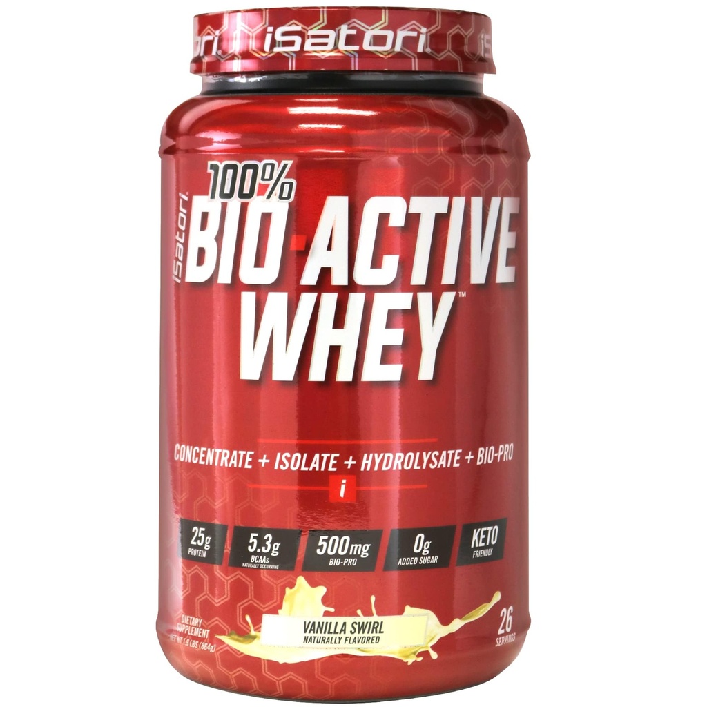 iSatori 100% Bio-Active Whey Protein Pulver, Muskelwachstum & Erholung mit Whey Isolate, Hydrolysat, Konzentrat, BCAAs & Colostrum Peptides, 25g Protein Per Serving - Vanilla Swirl (26 Servings)
