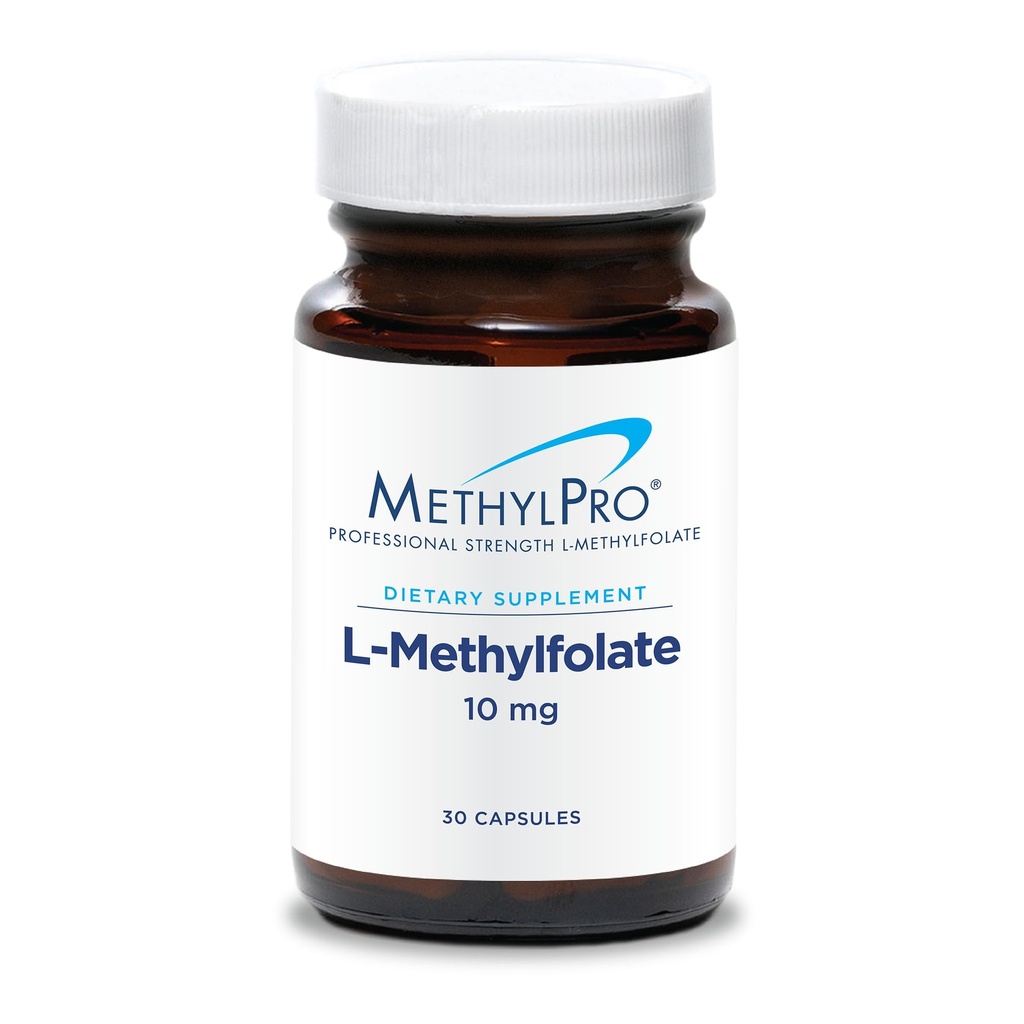 MethylPro L-Methylfolate 10 mg - Supporte un mental sain - Folate actif pour le soutien de la méthylation et les réactions biochimiques - Très biodisponible - 30 portions - 30 capsules