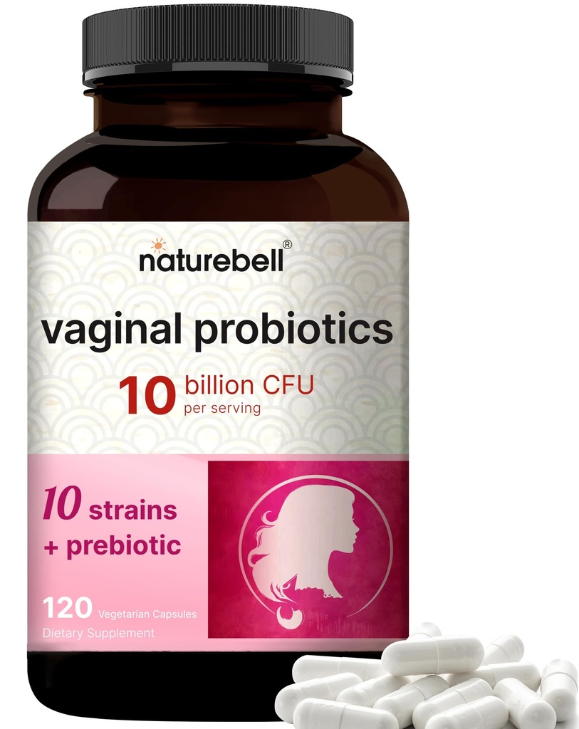 NatureBell Vaginal Probiotika für Frauen, 10 Milliarden CFU, 120 Veggie Kapseln | PH Balance Probiotika und Präbiotika Blend - Lactobacillus Vaginal Supplement - Unterstützt Geruch, Flora & Hefe