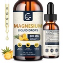 (2 packs) Glycinat de magnésium gouttes liquides de 1000mg Complexe de magnésium liquide avec D3, L-Thea et GABA pour l'énergie, le sommeil, la nervosité et la santé cardiaque, haute absorption, goût d'ananas