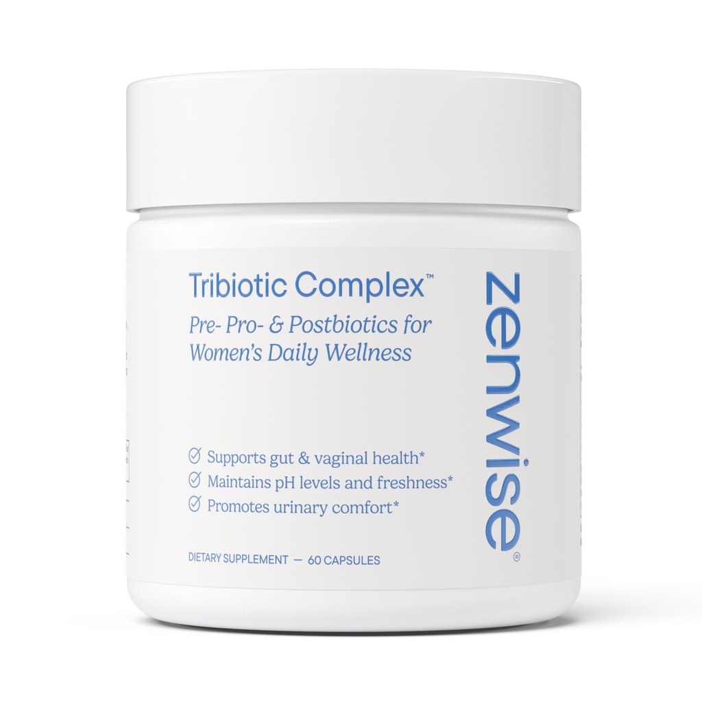 Zenwise Health Womens Triobiotique Complex Supplément pour la santé digestive, Gut Flora et vaginale - Probiotiques quotidiens pour les femmes avec des soutiens digestifs Bloating & Gas Relief - 60 comtes