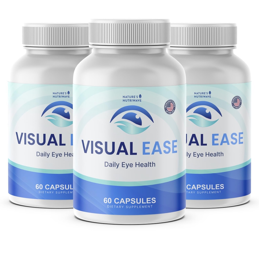 Ease visuelle – Supplément de vitamine oculaire avec lutéine, zéaxanthine, bilberry, vitamine A C E & zinc – Formule non-OGM – Fabriqué aux États-Unis – 60 capsules, 60 portions, 3 mois d'approvisionnement
