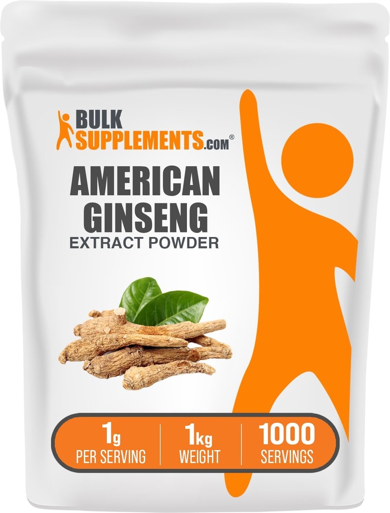 BulkSupplements.com American Ginseng Extract Powder - Ginseng Supplement, Kräuterergänzungen - Glutenfrei, 1g pro Servierung, 5kg (11 lbs) (Pack von 5)