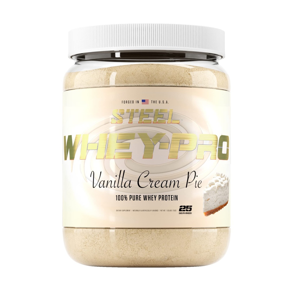 Suppléments d'acier Whey-Pro... 100% Pure Whey Protéine Poudre pour hommes et femmes... Crème de vanille Pie...