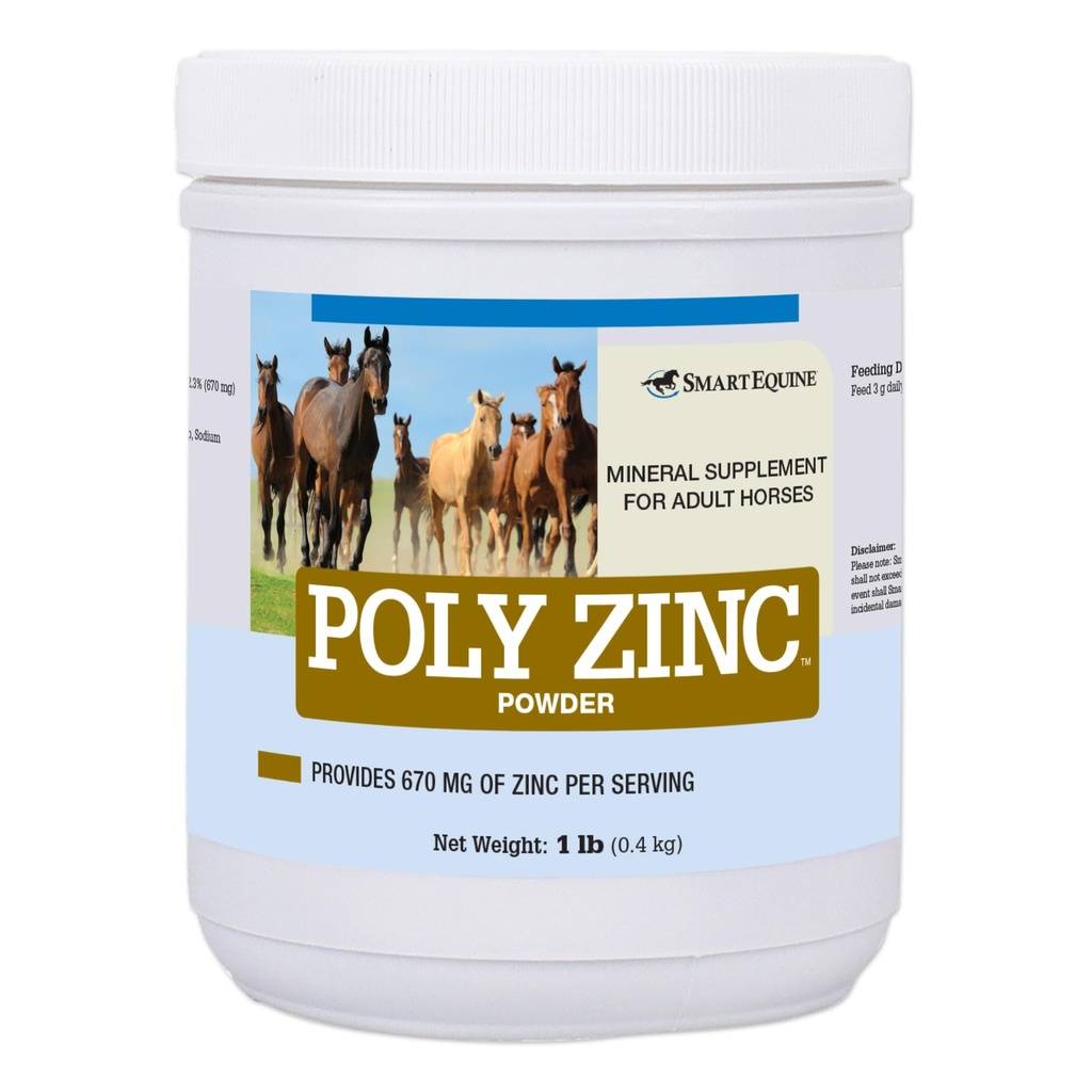 SmartEquine Poly-Zink-Pulver | Zink-Ergänzung für Pferde | Hoof Care Vitamine und Mineralien | Unterstützt Knochen und Hoof Wellness | Equine Skin Coat Supplement | 1 lb