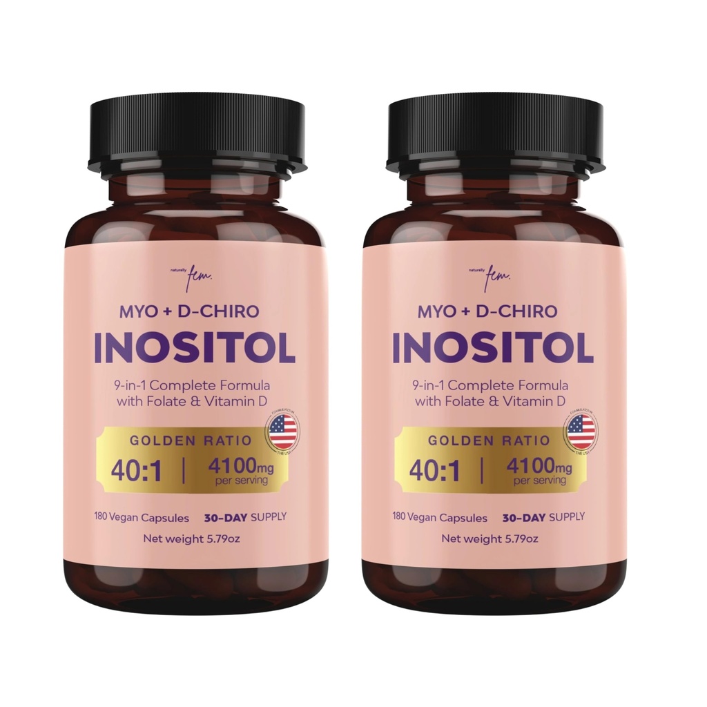 Premium Inositol Supplement Bundle - Myo-Inositol & D-Chiro Inositol Supplement für Frauen 4100mg (40:1 Verhältnis) - 9-in-1 hormonelle & metabolische Unterstützung mit Folat, Vitamin B6, B12, D3, Zink & Chrom