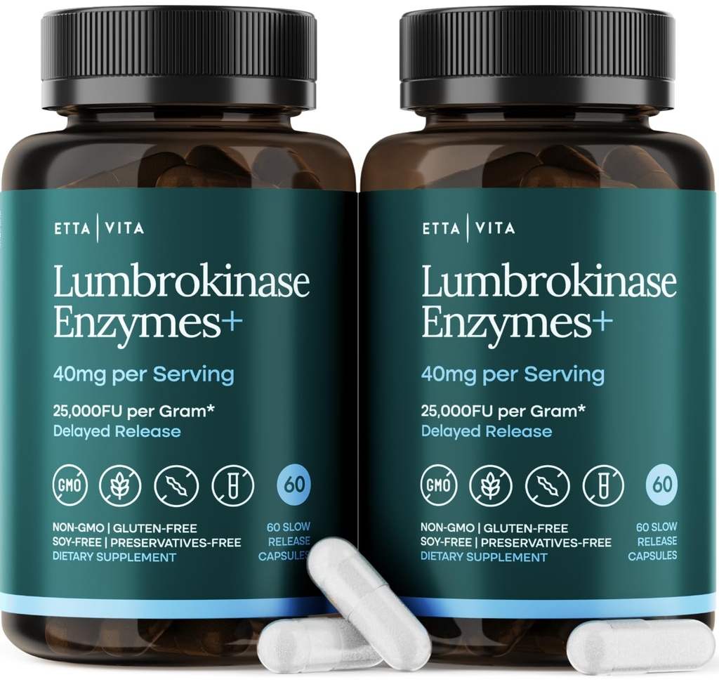Potent Lumbrokinase Supplement (120 Portionen) 40mg/Serving (Max Activity - 800.000 Units) - Lumbrokinase Enzymes Kapseln für Energieunterstützung, Verdauung, Kognition & Gut Gesundheit - Ähnlich wie bei Nattokinase