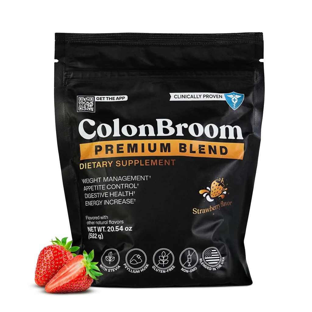 ColonBroom Premium Weight Management Supplement (Erdbeere, 90 Portionen) - Colon Broom Psyllium Husk Fiber Powder Drink - Glutenfrei, Non-GMO Colon Reinigen für Blähungen Relief & Darmgesundheit