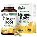 Capsules de racine de gingembre sauvage et biologique 1200 mg - Soutien immunitaire et digestif - Supplément de racine de gingembre - Poudre officinale Zingiber - 90 jours d'approvisionnement - Vegan, Pas de remplissage, Non-OGM - 180 Nombre