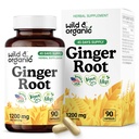 Wild & Organic Ingwer Root Kapseln 1200 mg - Immune & Digestive Support - Natural Ginger Supplements - Zingiber Officinale Pulver - 45 Tage der Versorgung - Vegan, No Fillers, Non-GMO - 90 Count