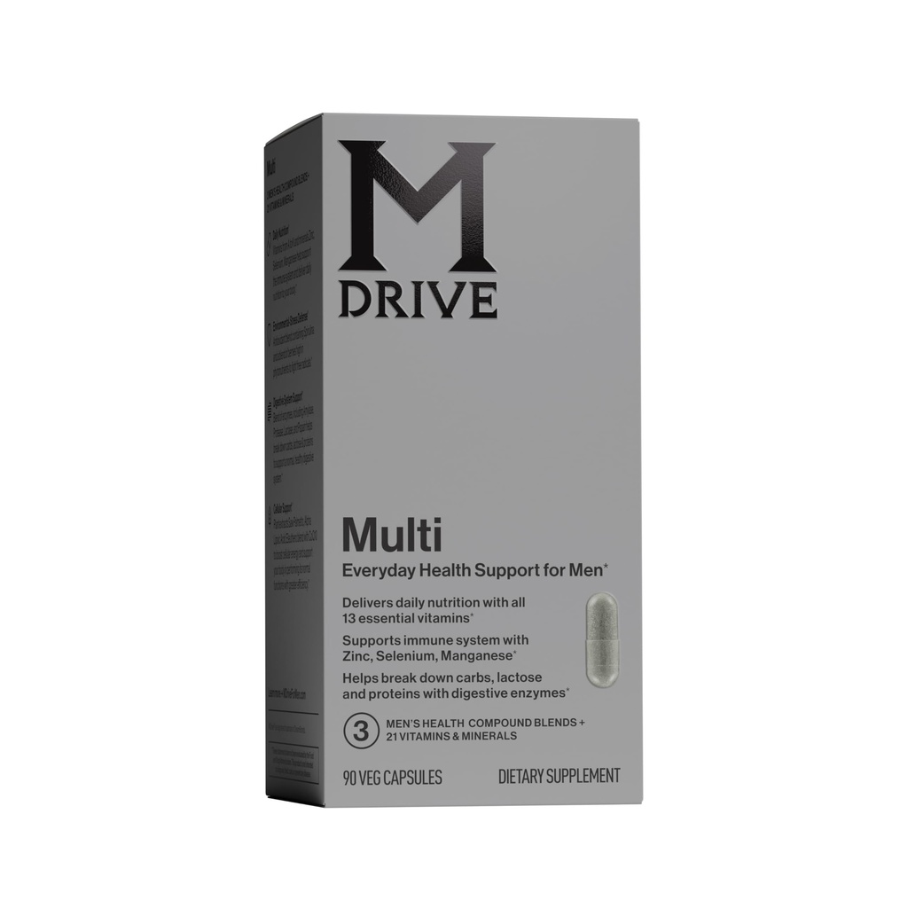 Mdrive Multivitamin for Men, Daily Multivitamin - Immune Health Support from Zinc, Selenium, Manganese & Vitamin D, Enzymes for Digestive Support, CoQ10 for Energy and Vitamin K2, 90 Capsules
