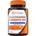 Recettes du médecin Glucosamine Chondroïtine MSM et supplément de manganèse, 1800 mg Glucosamine HCl, PAS de mollusques, Structure et mouvements sains, Soutien de flexibilité pour les hommes et les femmes, 90 comprimés