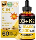 Venture Pal 5-in-1 Vitamin D3 10000 IU & K2 als MK-7 200mcg mit Magnesium, MCT Öl, Zink, zuckerfreie Vitamin D Flüssigkeit | Maximale Absorption für Knochen, Stimmung & Immune Health - 2 FL OZ, 66 Tage
