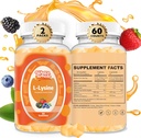L-Lysine Gummies 1000mg - L-Lysine Ergänzungen für Kinder und Erwachsene - Lip und Kalte Sore* Unterstützung für Frauen - Kaubare Lysine Gummis mit Vitamin B12 - Vegan, Non GMO, Gluten-Free, 120 Zähler