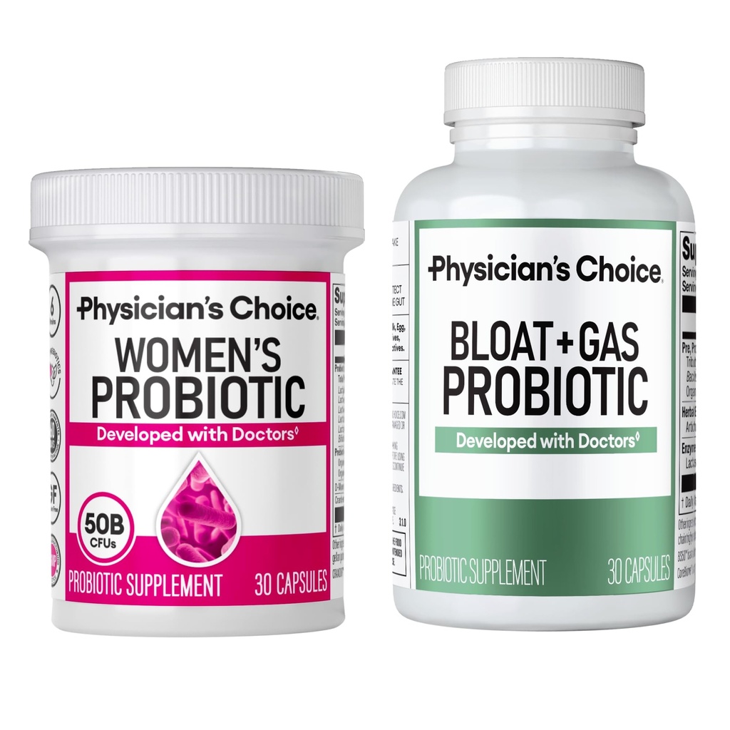 Physician's CHOICE Women’s Probiotic 30ct + Bloat & Gas Probiotic 30ct - Advanced Digestive Health Bundle für Frauen