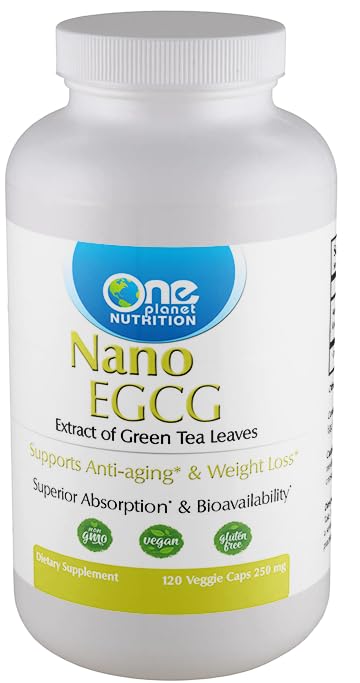 One Planet Nutrition Nano GEGCG Capsules 250 mg (120 Nombre) - Nano Particle Size Extrait de thé vert - Supporte Thermogensis & Immune Health - Non OGM, végétalien, sans gluten