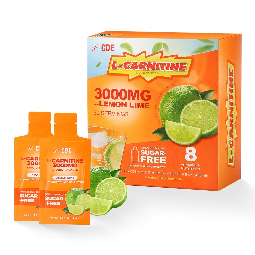 Supplément liquide L-Carnitine avec l carnitine 3000 et l carnitine – Formule pré-entraînement avec thé vert, taurine et électrolytes pour la performance active (30 sachets)
