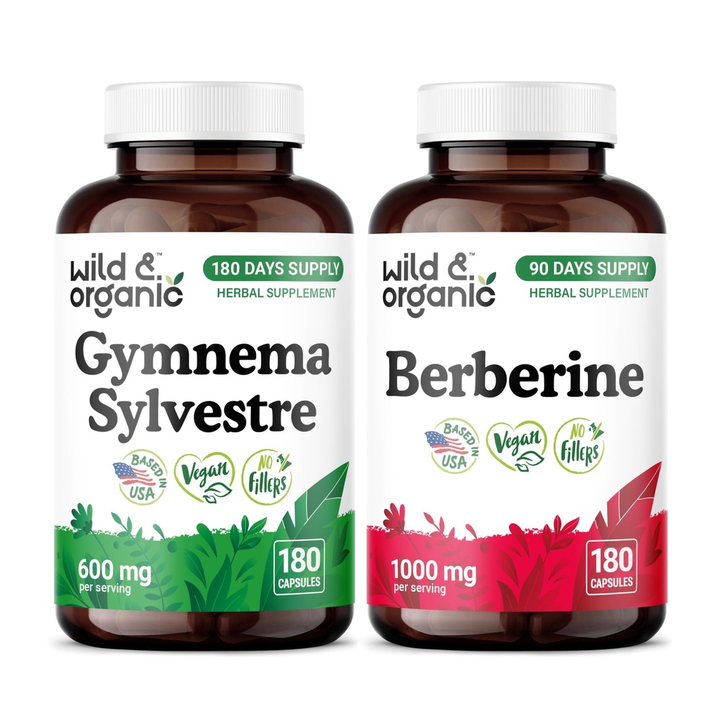 Wild & Organic Gymnema Sylvestre 180 Kapseln & Berberin 180 Kapseln