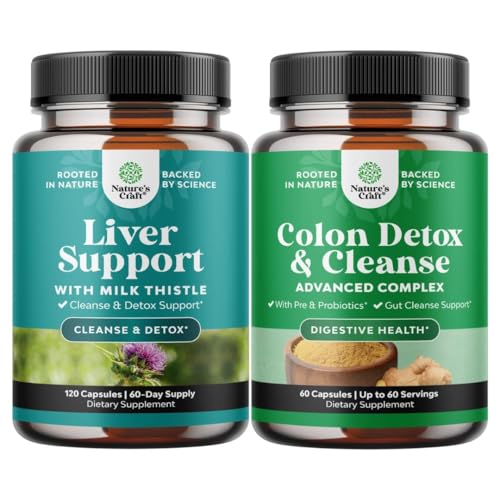 Bundle of Liver Cleanse Detox & Repair - Mariendistel mit Dandelion Root Choline Beetroot Artischocke Extract und Colon Cleanser & Detox - Lactobacillus Acidophilus Probiotische Ergänzung Körperreinigung