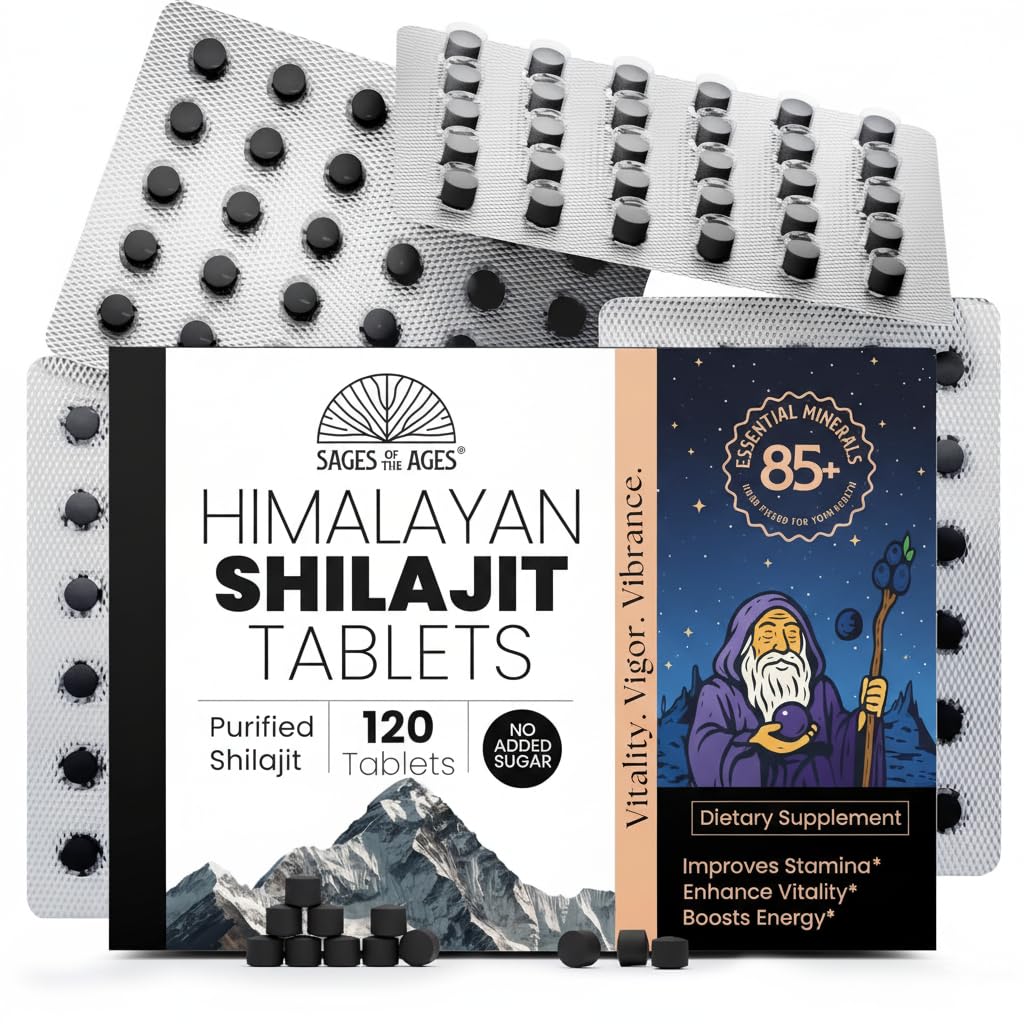 Comprimés Himalayan Shilajit – Extrait d'Himalayan pur d'or – 200 mg Chaque, 120 Compte – Acid Fulvic biologique, testé en laboratoire pour l'énergie, l'endurance et le soutien vital pour les hommes et les femmes