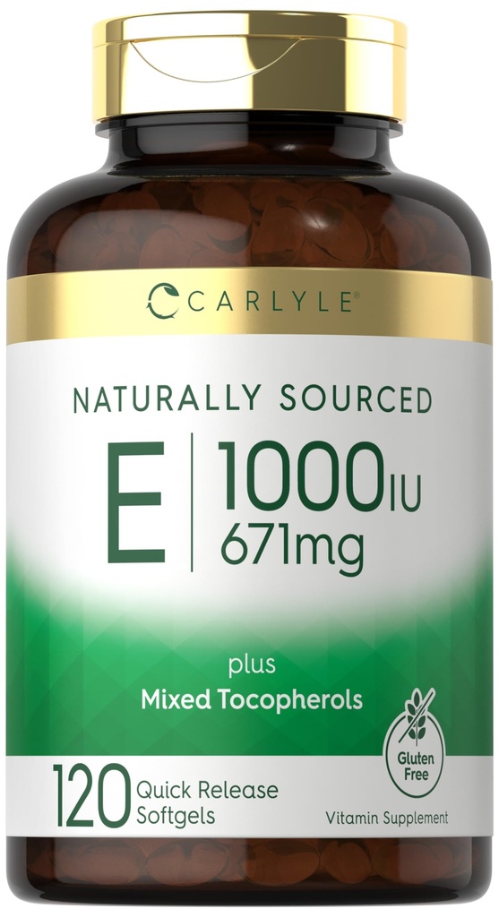 Carlyle Vitamine E avec des tocophérols mélangés. 1000 UI 120 Softgels.