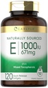 Carlyle Vitamine E avec des tocophérols mélangés. 1000 UI 120 Softgels.