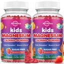 2 Packung Magnesium-Gummien für Kinder - Magnesium-Glycinat-Gummien mit L-Theanin, Kamille, Süßholz, Vitamin B6, D für Kinder & Erwachsene Schlaf, Muskelerleichterung & Nervenknochen - Erdbeeren 120ct