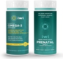 Iwi Omega-3 Essential & Prenatal Multivitamin Bundle, 30 Servierungen, Vegan pflanzenbasierte Algen Omega 3, Krill & Fisch Öl Alternative, keine Fishy Nachgeschmack