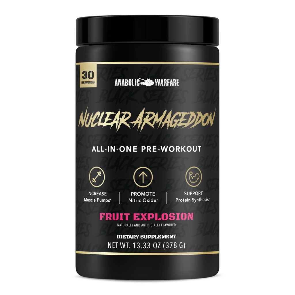 Anabole Warfare Nuclear Armageddon Pre Workout Powder Pre-Workout für Männer und Frauen mit L-Citrullin, Beta Alanin Pulver und Koffein (Fruit Explosion - 30 Portionen)