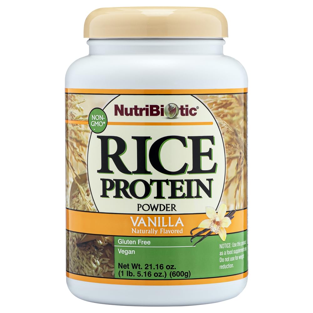 NutriBiotic – Vanille-Reis-Protein, 1 Lb 5 Oz (600g) | Low Carb, Keto-Friendly, Vegan, Raw Protein Pulver | Gezüchtet und verarbeitet ohne Chemikalien, GVO oder Gluten | Einfach zu verdauen & Nährstoffreich
