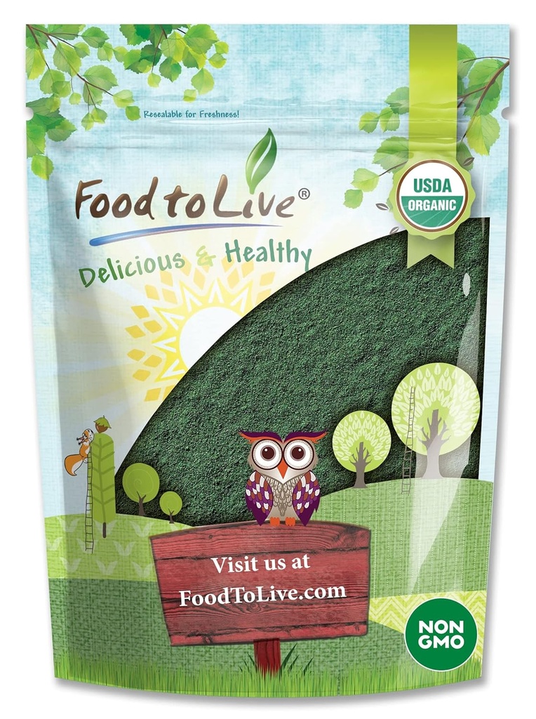 Alimentation en poudre de Spiruline biologique vivante, 4 livres — Non-OGM, Kosher, Raw Blue-Green Algae, Vegan Superfood, Bulk, Non-ionisé, Protéine verte végétale pure, Riche en vitamines et minéraux, Idéal pour les boissons
