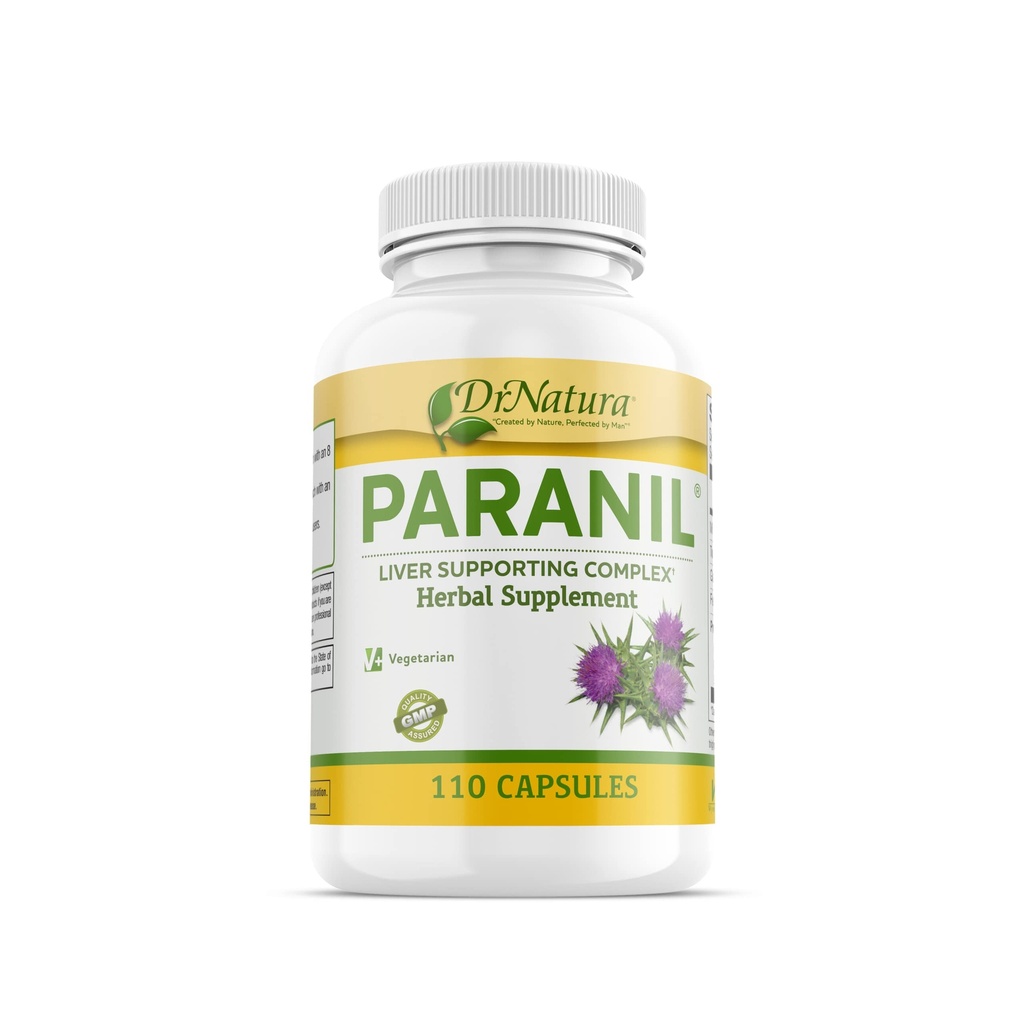 DrNatura Paranil® Nettoyer le foie et les colonies - 17 Herbal Complex with Milk Thistle for Detoxification, 110 Capsules végétariennes
