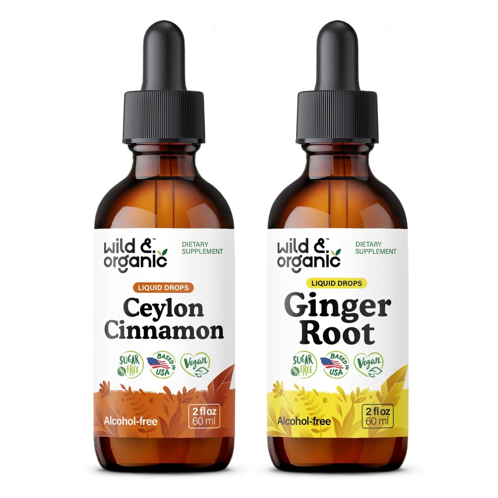 Teinture de cannelle sauvage et biologique 2 fl oz & gingembre Teinture de racine 2 fl oz
