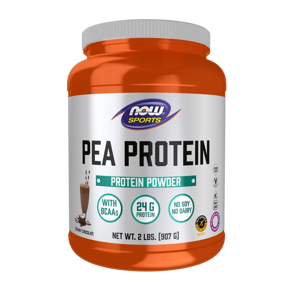 MAINTENANT Aliments Sports Nutrition, Pois Protéines 24 g, Facilement digéré, Poudre de chocolat crémeux, 2-Pound