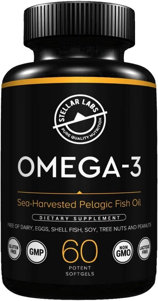 Stellar Labs Omega-3 Fish Oil Supplement - 60 CT LowFODMAP Zertifiziert