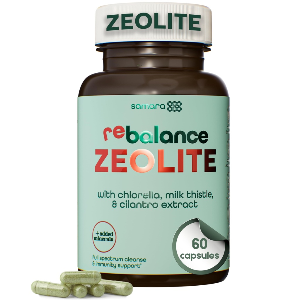 Enhanced Total Body Zeolite Detox - Liver Cleanse Detox & Toxin Binder w/Zeolite Clinoptilolite, Chlorella, Milk Thistle & Minerals, Gut Health & Immune Support for Adults, Vegan Capsules, 60ct