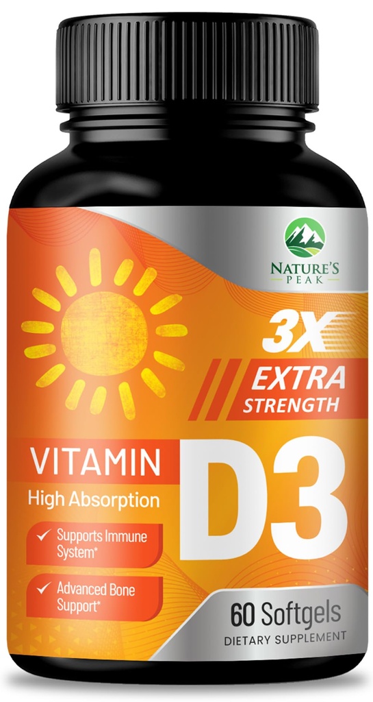 Vitamin D3 5000 IU Softgels (125 mcg) - Extra Strength Vitamine D-3 Nahrungsergänzungsmittel für Knochen, Zähne, Muskel-Gesundheit & Immununterstützung, Rapid Absorbtion Mini D Softgel, Non-GMO, Gluten Free - 60 Count