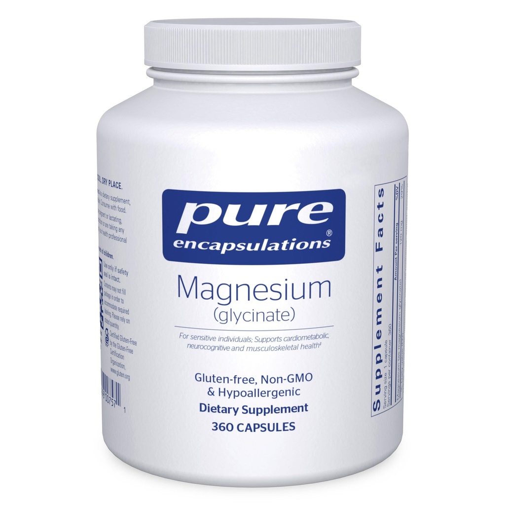 Pure Encapsulations Magnesium (Glycinate) - Supplement to Support Stress Relief, Sleep, Heart Health, Nerves, Muscles, and Metabolism* - with Magnesium Glycinate - 360 Capsules
