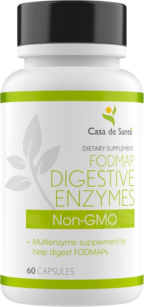 Casa de Sante FODMAP Digestive Enzymes, No High Inulin, Keto Carnivore Intolerance Support, 18 Multi Enzyme Amylase Bromelain Lipase Lactase Protease Papain Alpha galactosidase, More - No GMO