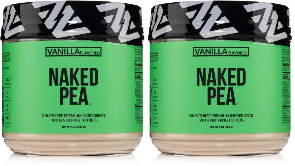 NAKED Vanilla Pea Protein Isola from North American Farms, seulement 3 ingrédients, Vanilla Vegan Protein, sans gluten, sans soja, sans OGM - 1LB (paquet de 2)