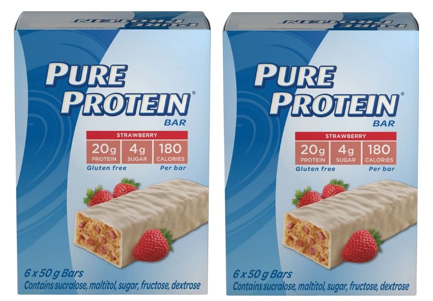 Pure Protein Bars, Gluten Free, Strawberry, 50g/1.8oz., 6ct (2 pack)